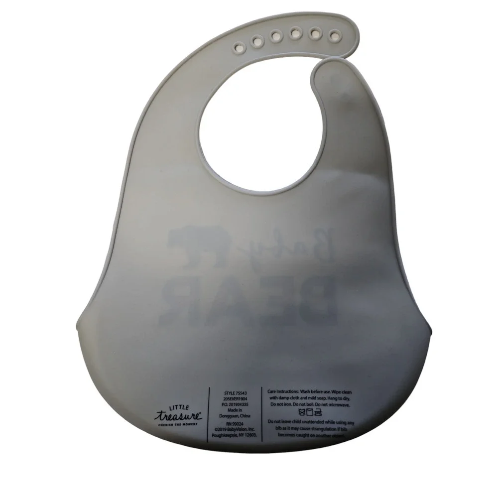 Cloud Island Little Treasure Bibs Unisex OS Gray Silicone Baby Bear Fox 3 Pack